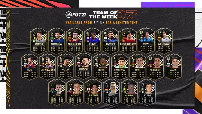 《FIFA21》TOTW7最佳阵容名单一览