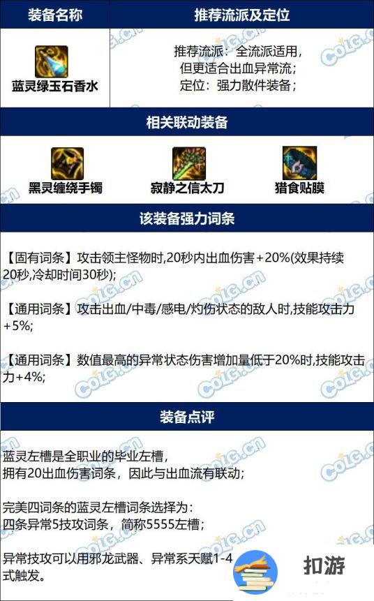 DNF蓝灵绿玉石香水毕业词条攻略 改版后完美属性推荐